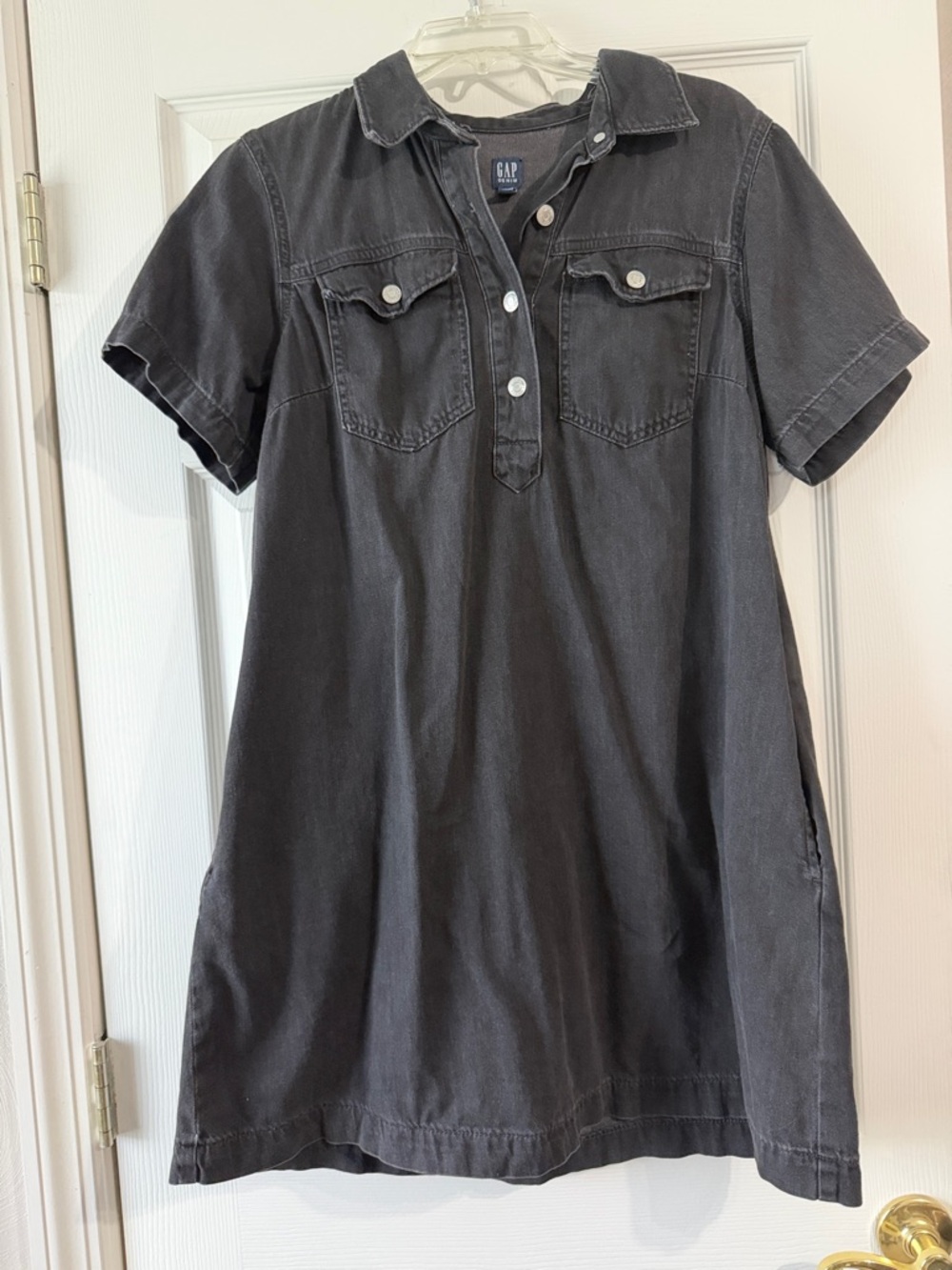 GAP Washed Black Short Sleeve Polo Shirt Dress